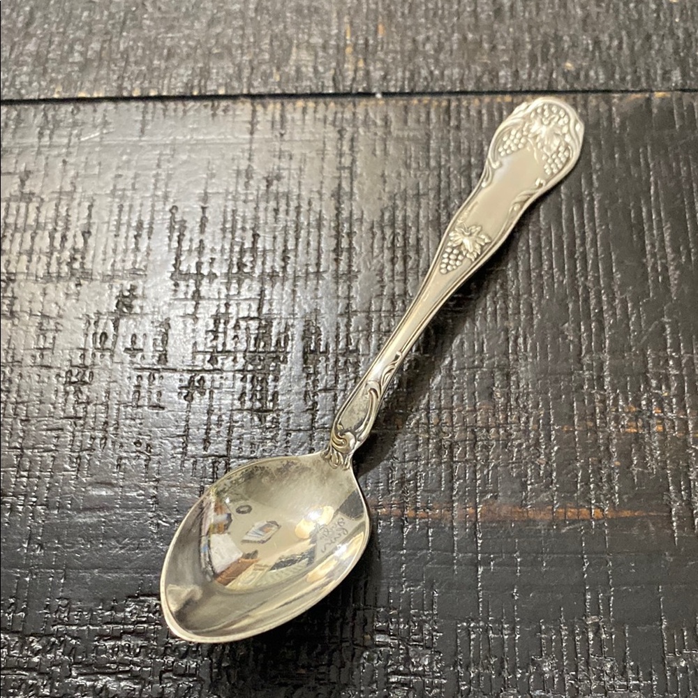 Vintage Silver Plated Spoon With Grapes & Leaves!